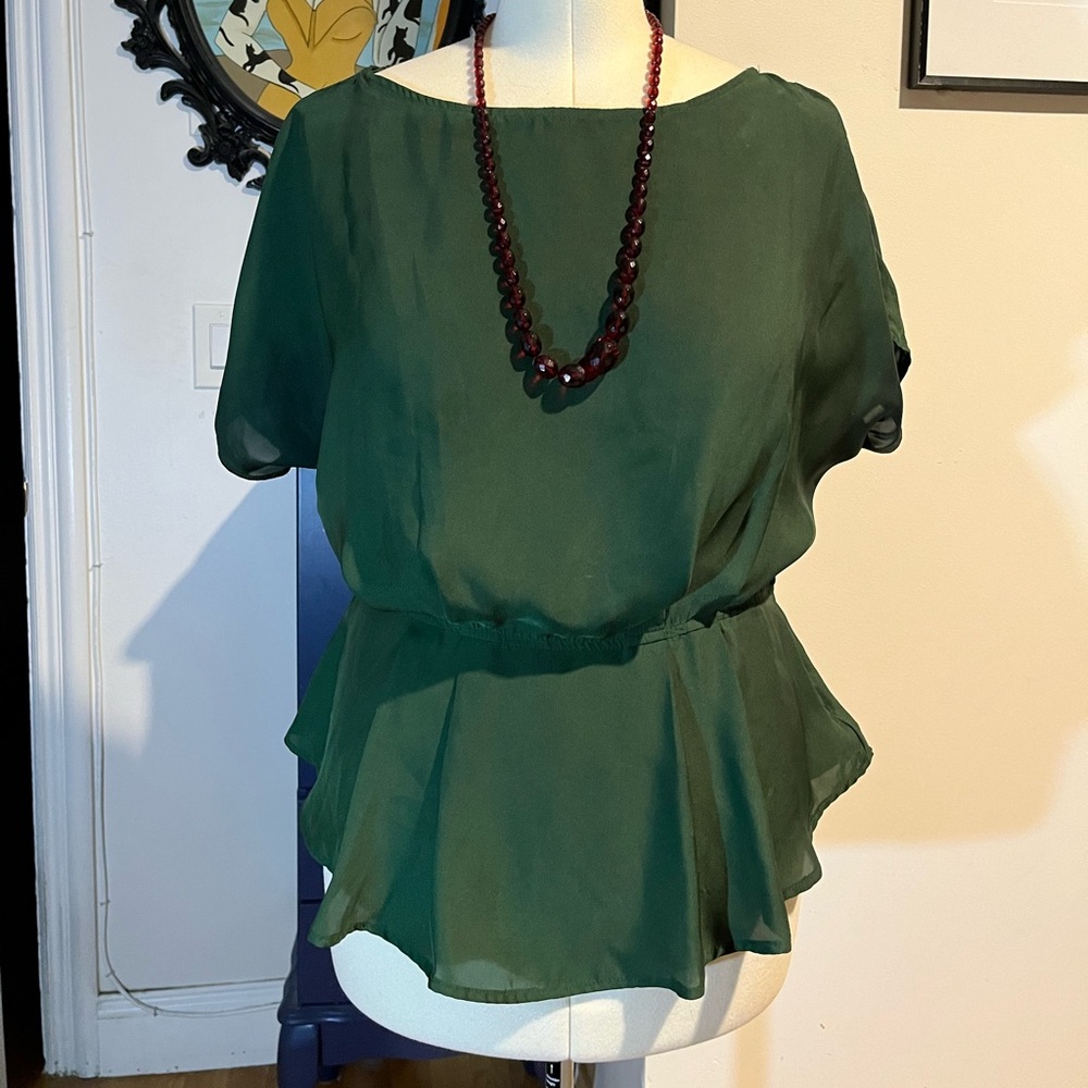 Deep Green peplum top blouse